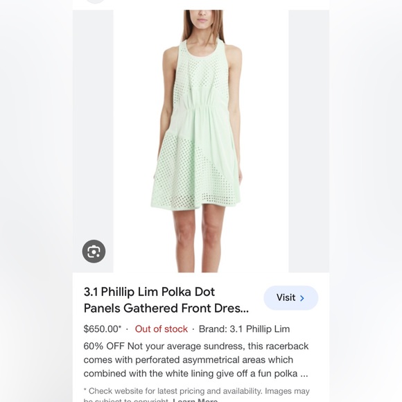 3.1 Phillip Lim racerback dress silk S/M - Picture 7 of 8